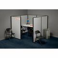 Interion By Global Industrial Interion Wellness Station with Folding Table and Chairs, 6ft x 6ft x 60inH 236619GY-TC